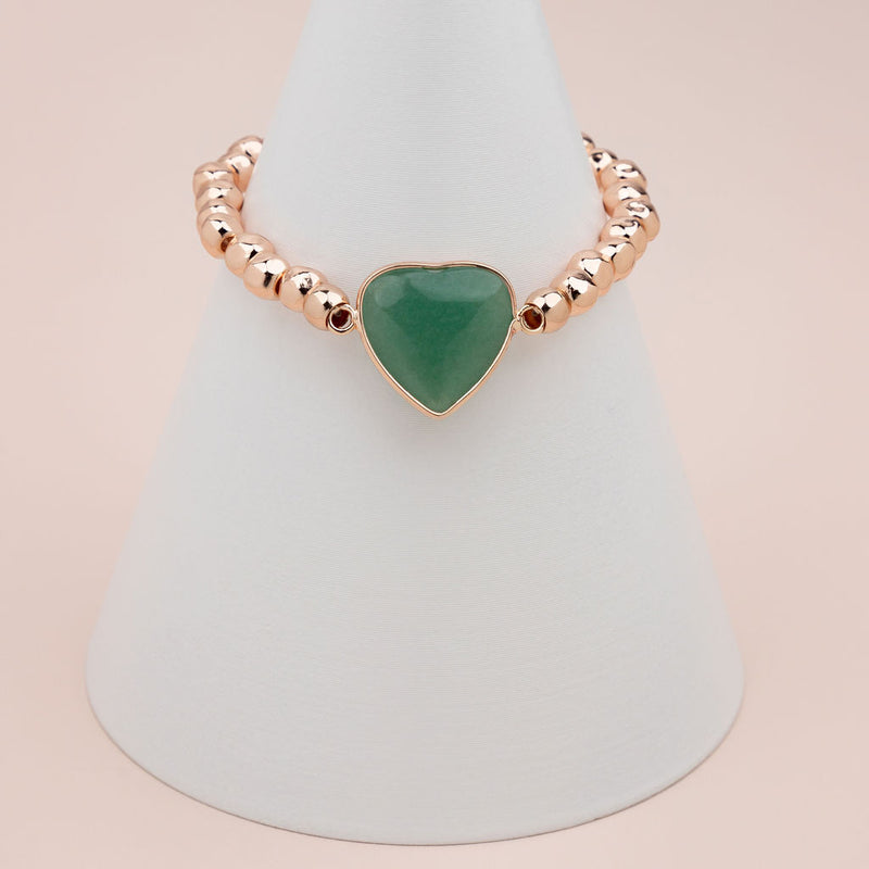 Rose Gold Jade Heart Bracelet