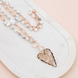 Rose Gold Lacey Heart Pendant Necklace