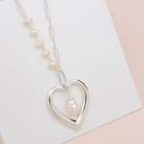 Silver Heart and Pearl Necklace