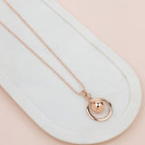 Rose Gold Circle & Ball Necklace