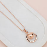 Rose Gold Circle & Ball Necklace