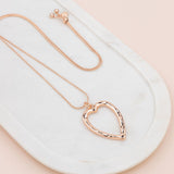 Rose Gold Open Heart Adjustable Long Necklace