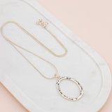 Light Gold Open Oval Adjustable Long Necklace