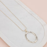 Light Gold Open Oval Adjustable Long Necklace