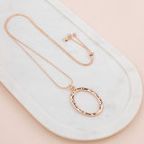 Rose Gold Oval Adjustable Long Necklace