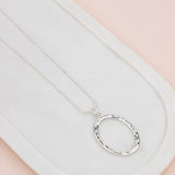 Silver Oval Adjustable Long Necklace