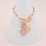 Rose Gold Pink & Howlite Charm Bracelet