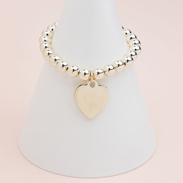Light Gold Solid Heart Stretchy Bracelet