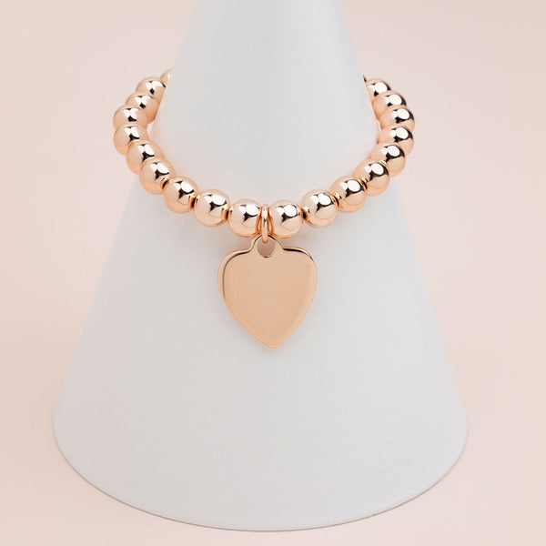 Rose Gold Solid Heart Stretchy Bracelet