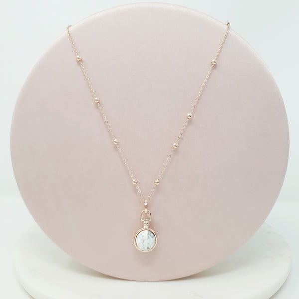 SHORT | Rose Gold Marble Ball Necklace