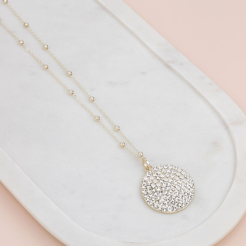 Light Gold Bling Circle Long Necklace