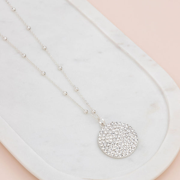 Silver Bling Circle Long Necklace