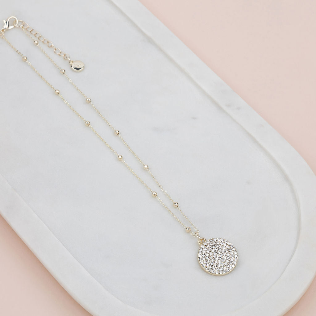 SHORT | Gold Bling Circle Pendant Necklace