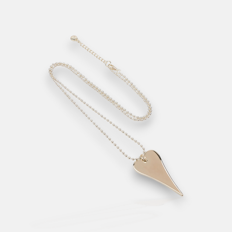 Long Light Gold Flat Heart Necklace