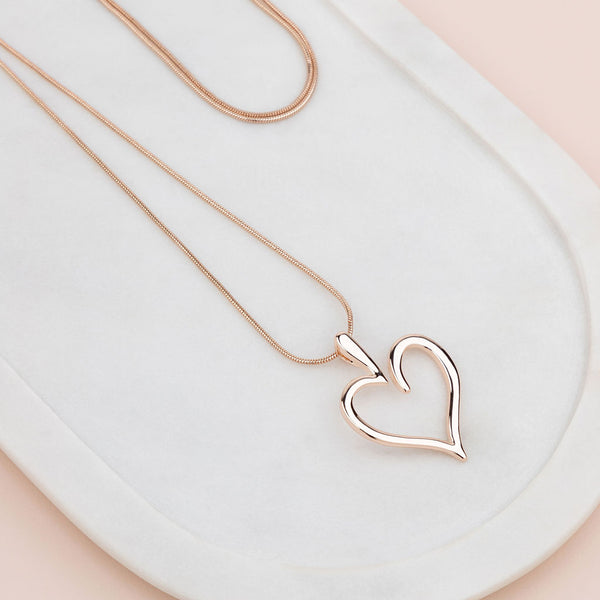 Rose Gold J1 Favorite Heart Long Necklace