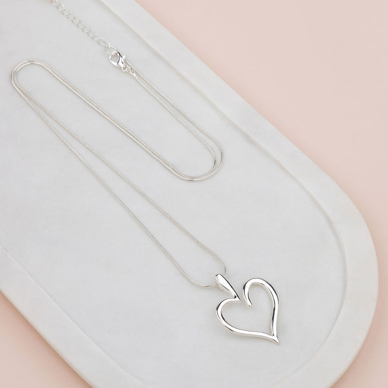 Silver J1 Favorite Heart Long Necklace