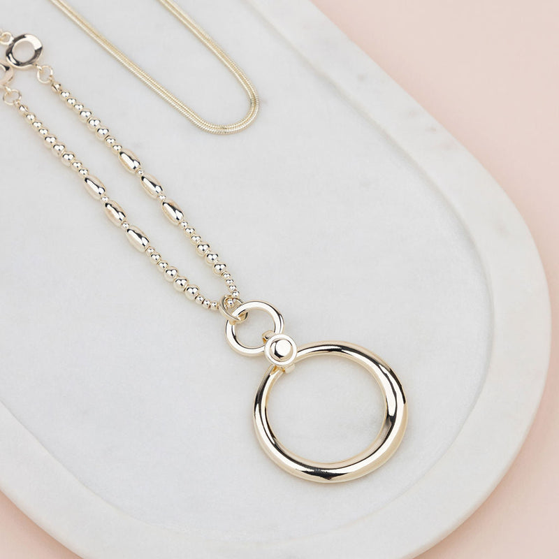 Light Gold Double Ring Necklace