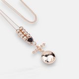 Rose Gold TBar Disc & Bead Necklace