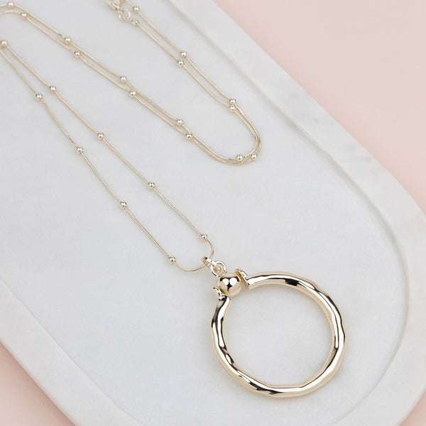 Light Gold Ring with Ball Necklace