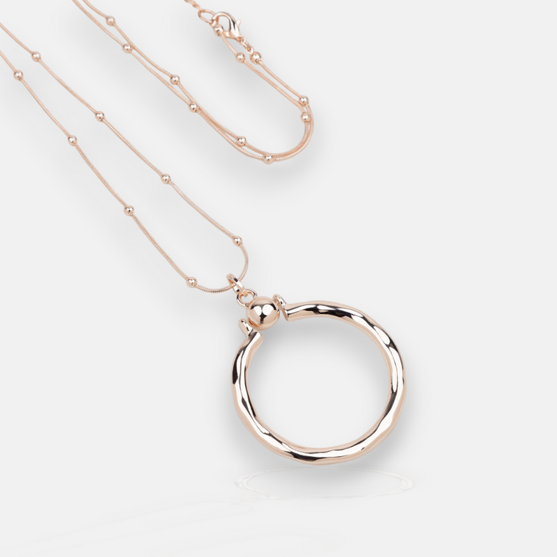 Rose Gold Ring with Ball Necklace