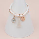 Rose Gold and White Bead Charm Bracelet