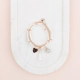 Rose Gold and White Bead Charm Bracelet