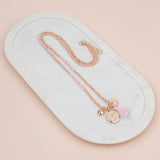 Rose Gold Coin on Rose Quartz Bead Necklace