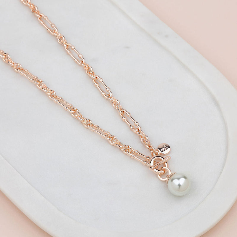 SHORT | Rose Gold Single Pearl Necklace