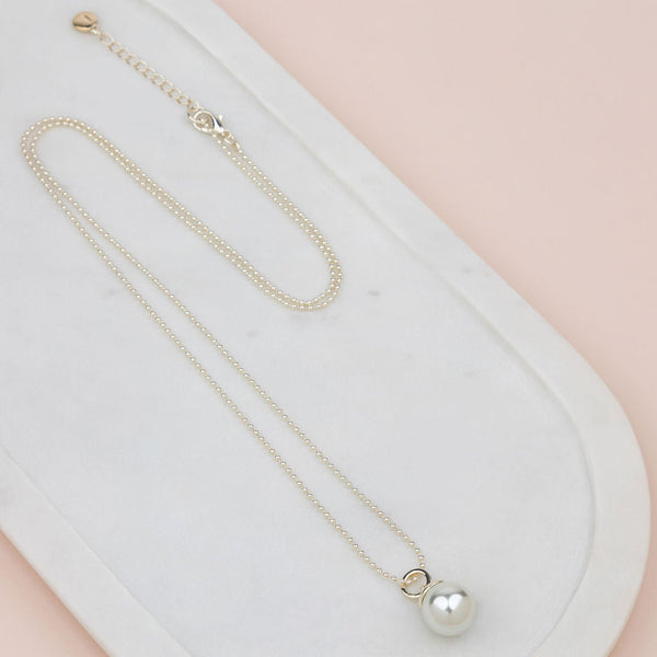 Light Gold Single Drop Pearl Long Necklace