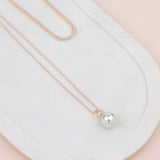 Rose Gold Single Drop Pearl Long Necklace