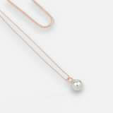 Rose Gold Single Drop Pearl Long Necklace