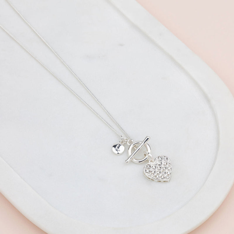 Short Silver Bling Heart Necklace
