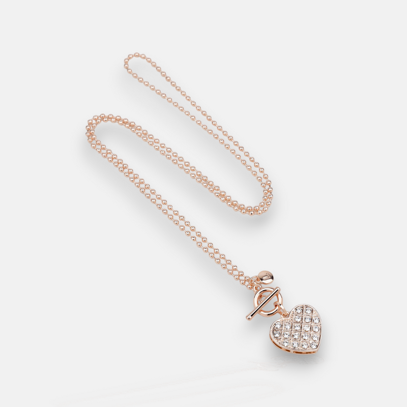 Rose Gold Bling Heart Necklace