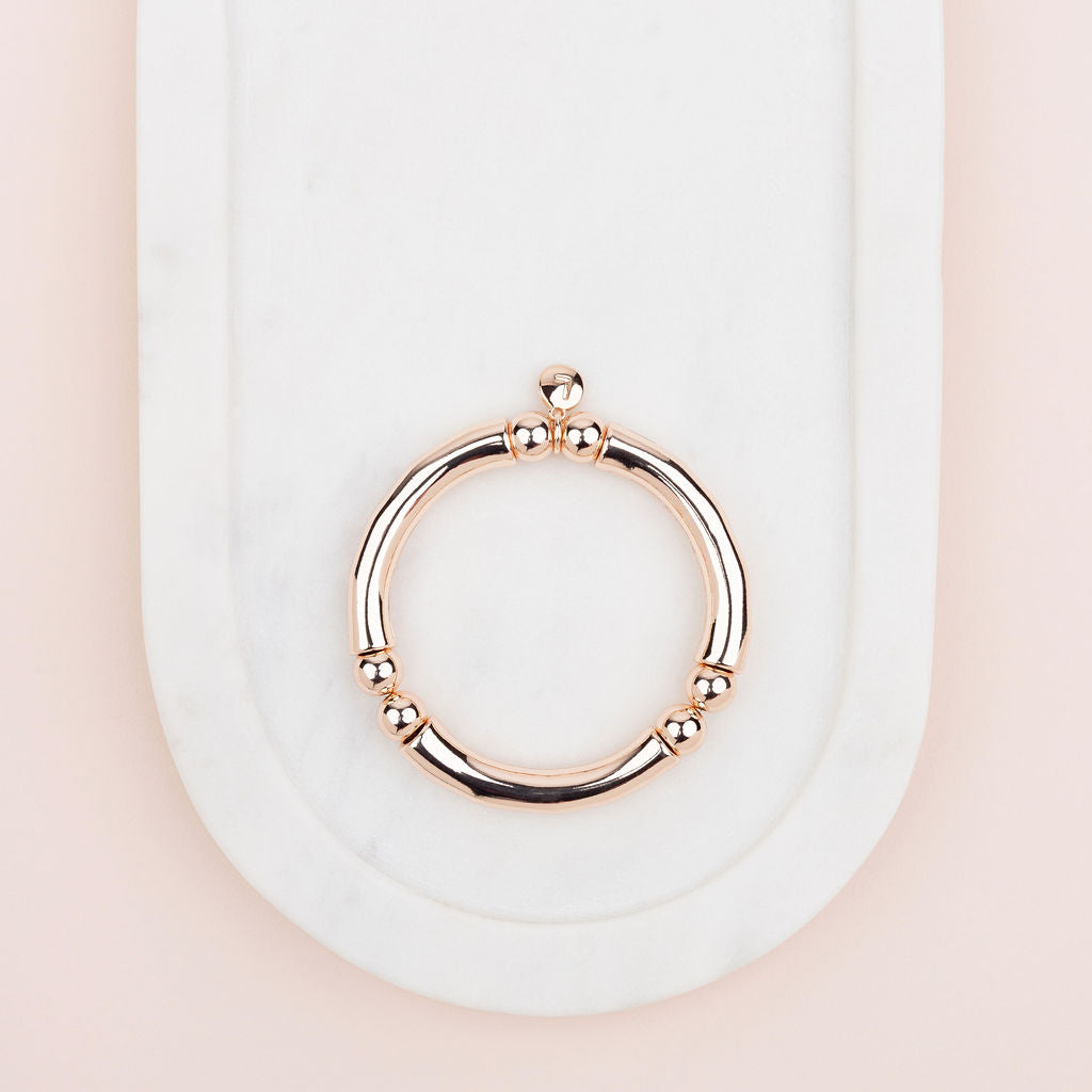 Rose Gold Stretch Bangle with Ball Beads