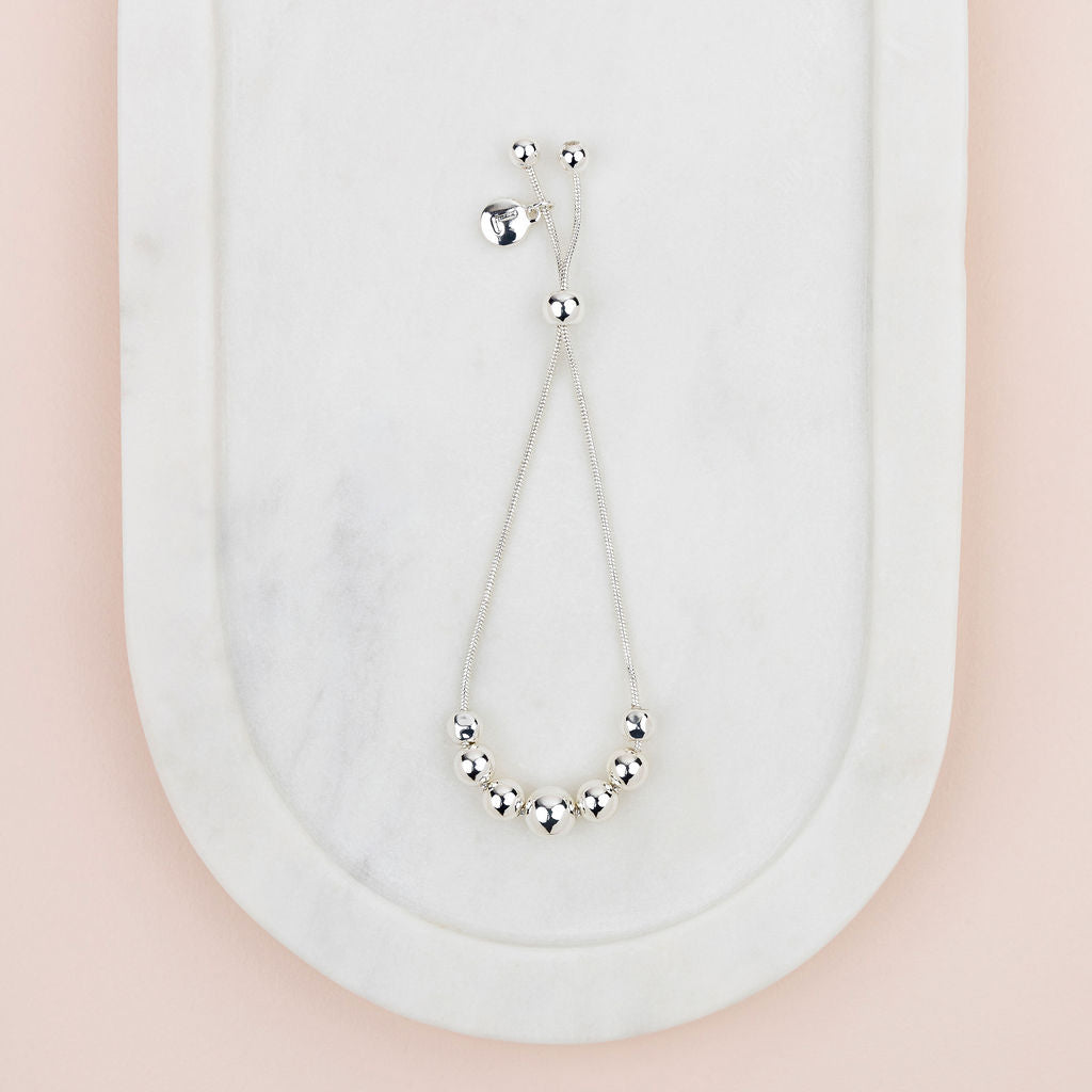 Adjustable Silver Bead Bracelet