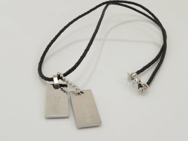 Leather With Stainless Steel Pendant Necklace