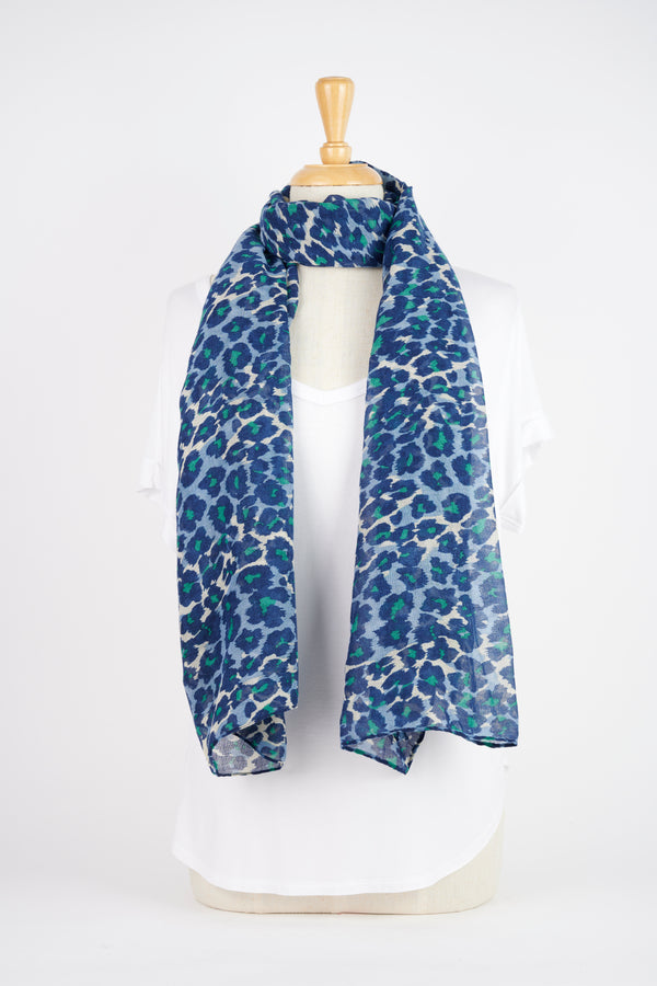 Blue Lepard Print Scarf