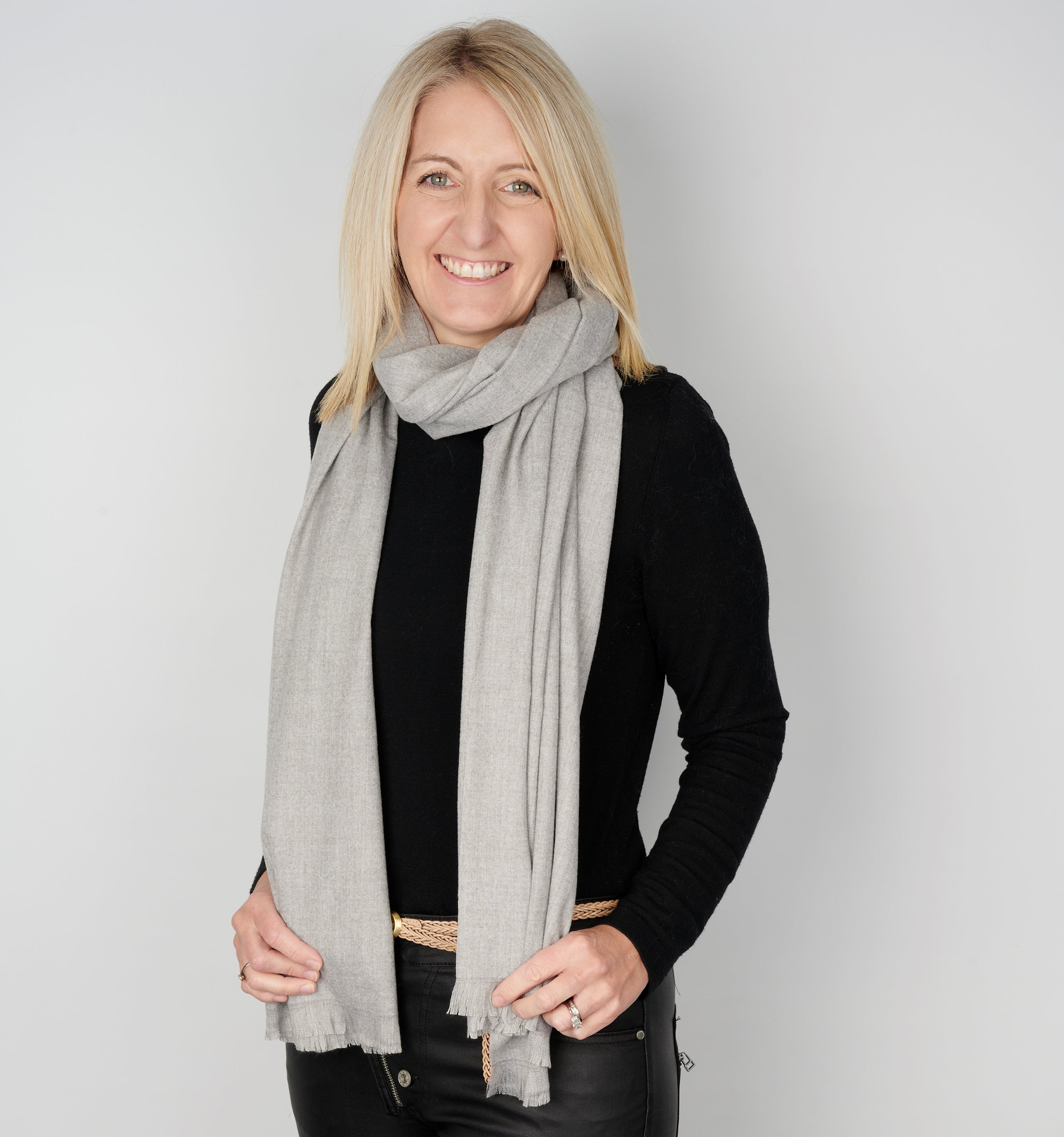 Grey Fringe Acrylic Scarf