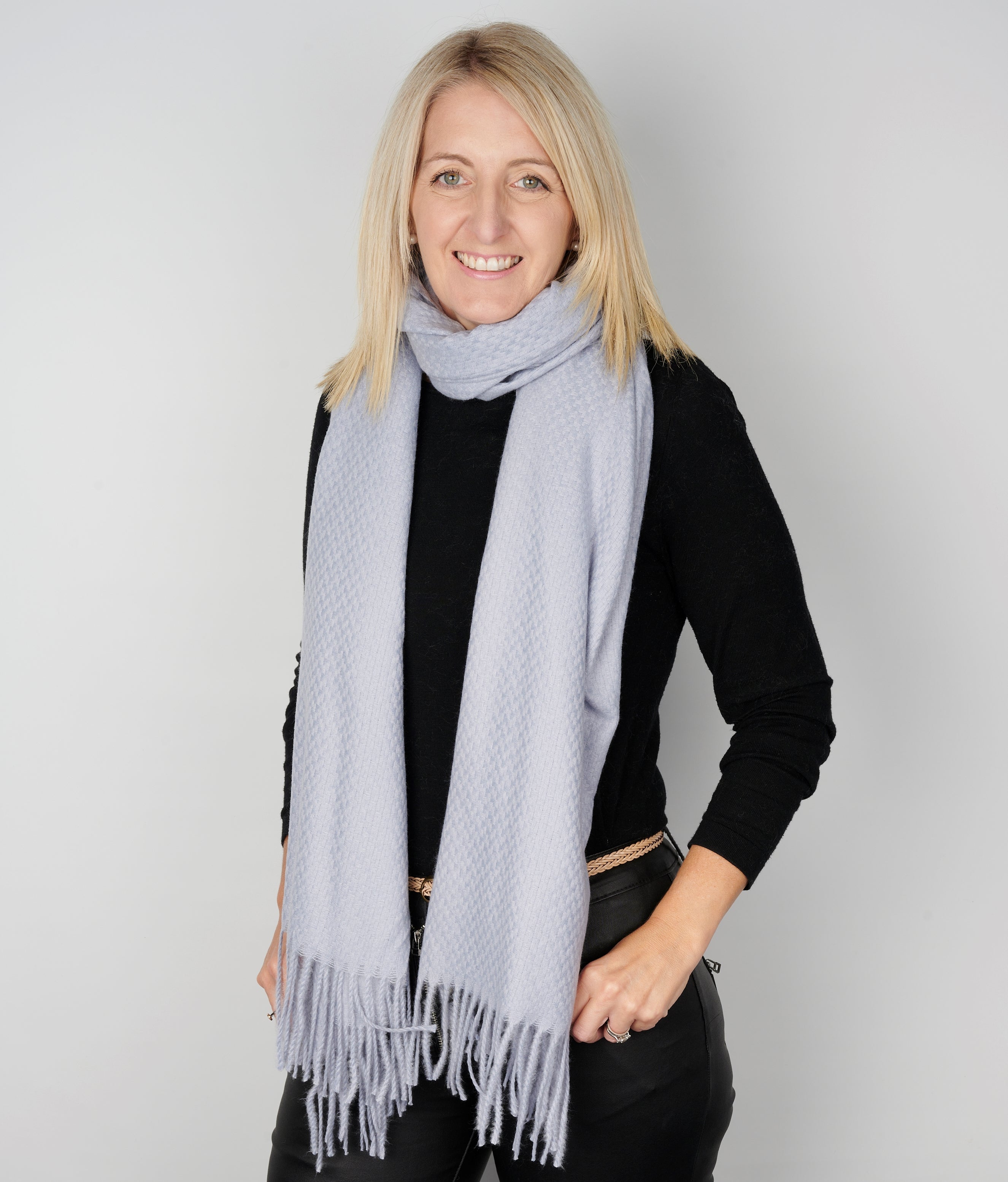 Winter | Blue Long Fringe Acrylic Scarf