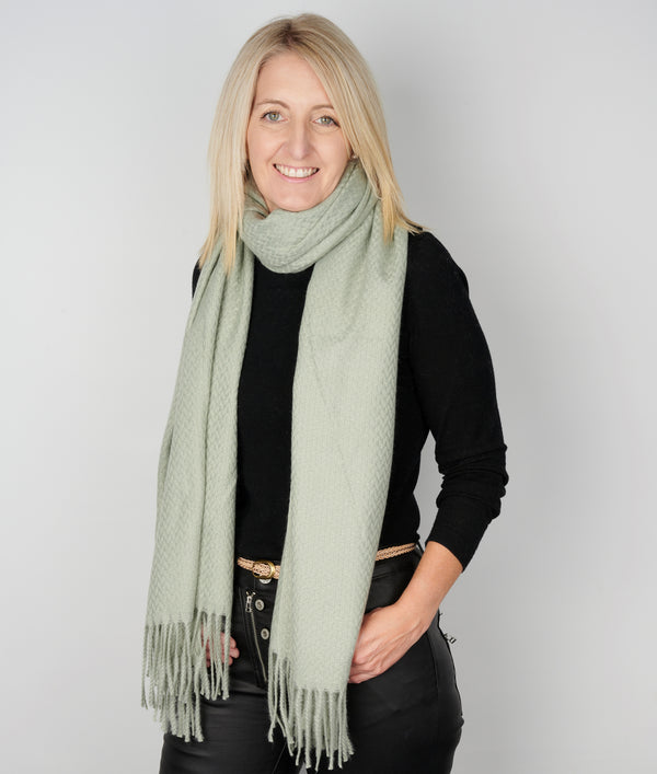 Winter | Green Long Fringe Acrylic Scarf