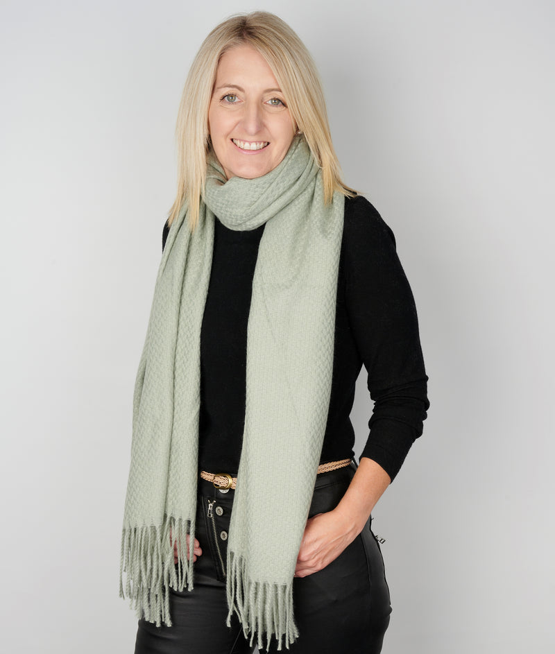 Winter | Green Long Fringe Acrylic Scarf