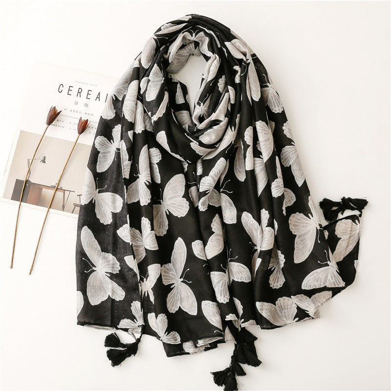 Black/White Butterfly Scarf