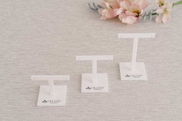 White Acrylic Earring Stand (set of 3) - Stand 103