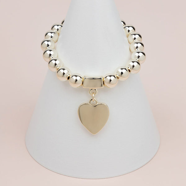 Light Gold Solid Love Heart Bracelet