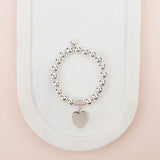 Silver Solid Love Heart Bracelet