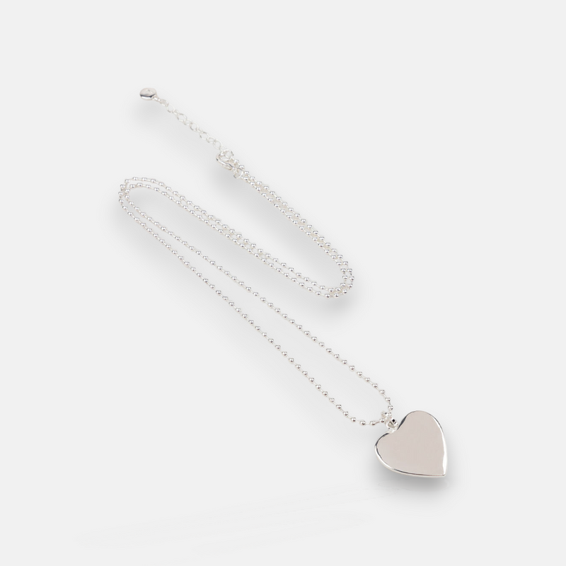 Silver Solid Love Heart Necklace