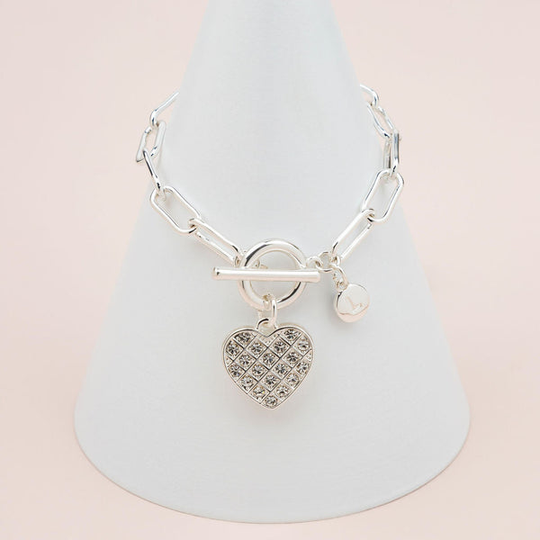 Silver Bling Heart Bracelet