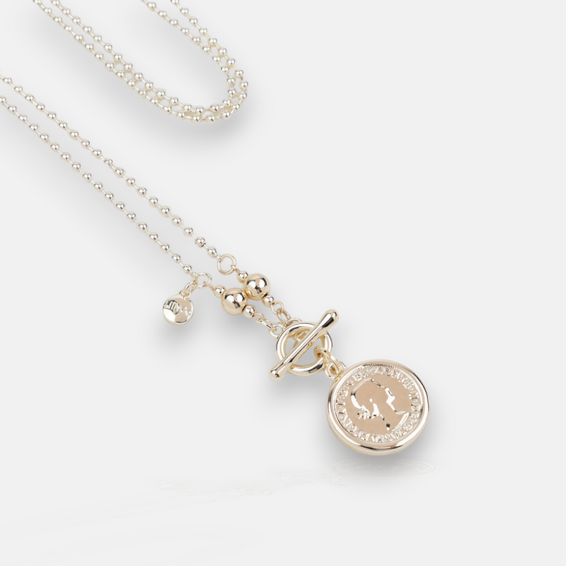 Light Gold T-Bar Coin Necklace