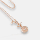 Rose Gold T-Bar Coin Necklace