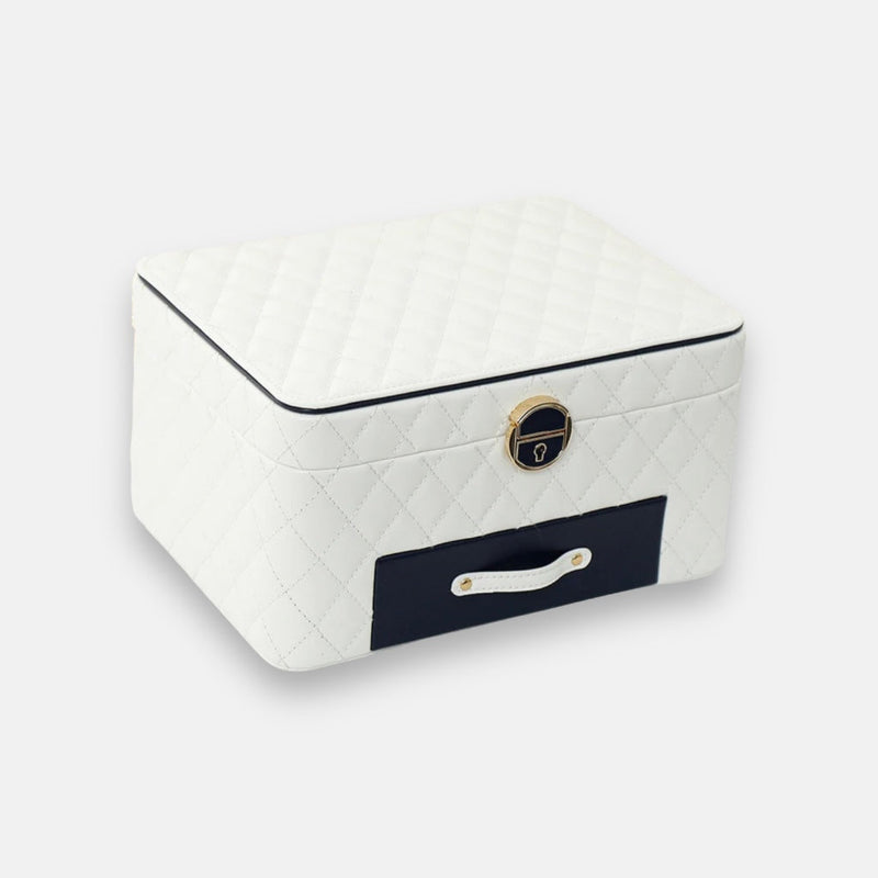White Quilted Jewellery Box | JB109W